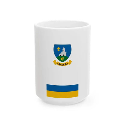 Flag of Saska vertical (Hungary) White Coffee Mug 15oz - Go Mug Yourself