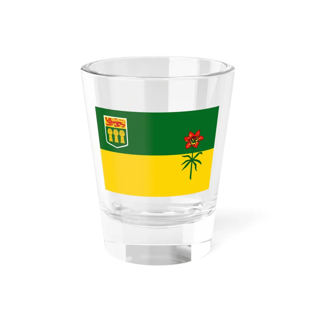 Flag of Saskatchewan 3-2 (Canada) Shot Glass 1.5oz 1.5oz - Go Mug Yourself