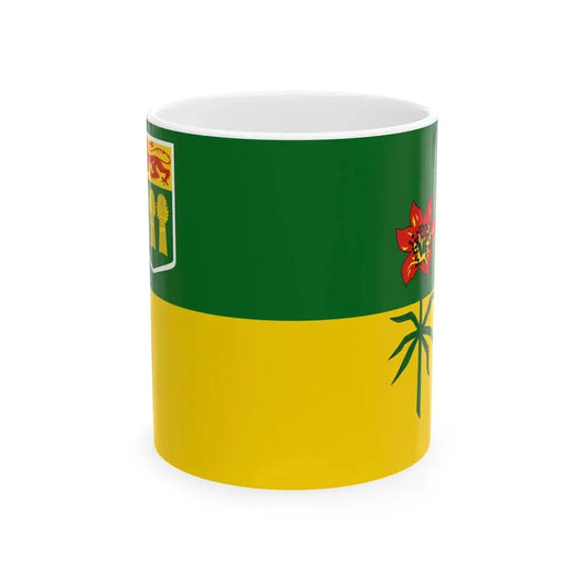 Flag of Saskatchewan 3-2 (Canada) White Coffee Mug 11oz - Go Mug Yourself