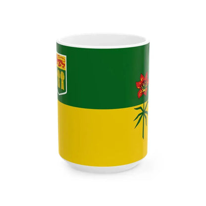 Flag of Saskatchewan 3-2 (Canada) White Coffee Mug 15oz - Go Mug Yourself