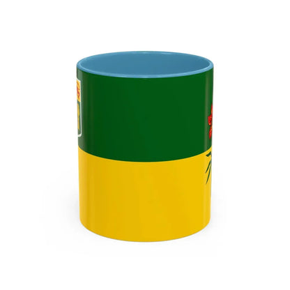 Flag of Saskatchewan Canada - Accent Coffee Mug 11oz Light Blue - Go Mug Yourself