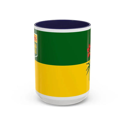Flag of Saskatchewan Canada - Accent Coffee Mug 15oz Navy - Go Mug Yourself