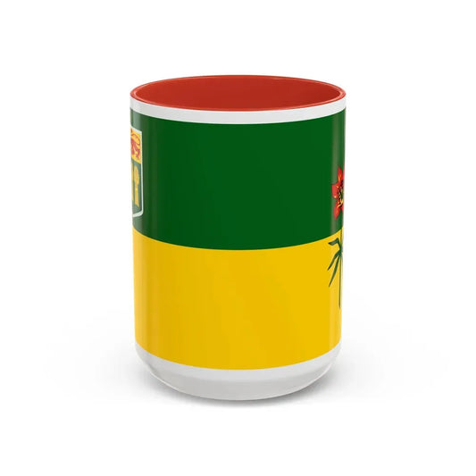 Flag of Saskatchewan Canada - Accent Coffee Mug 15oz Red - Go Mug Yourself