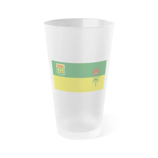 Flag of Saskatchewan Canada - Frosted Pint Glass 16oz 16oz Frosted - Go Mug Yourself