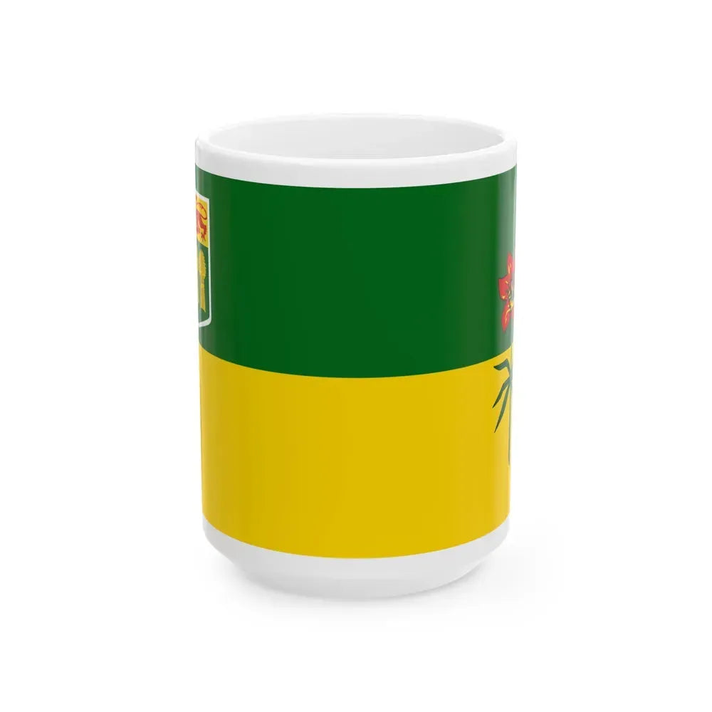 Flag of Saskatchewan Canada - White Coffee Mug 15oz - Go Mug Yourself