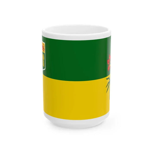 Flag of Saskatchewan Canada - White Coffee Mug 15oz - Go Mug Yourself