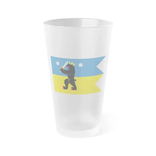 Flag of Satakunta Finland - Frosted Pint Glass 16oz 16oz Frosted - Go Mug Yourself