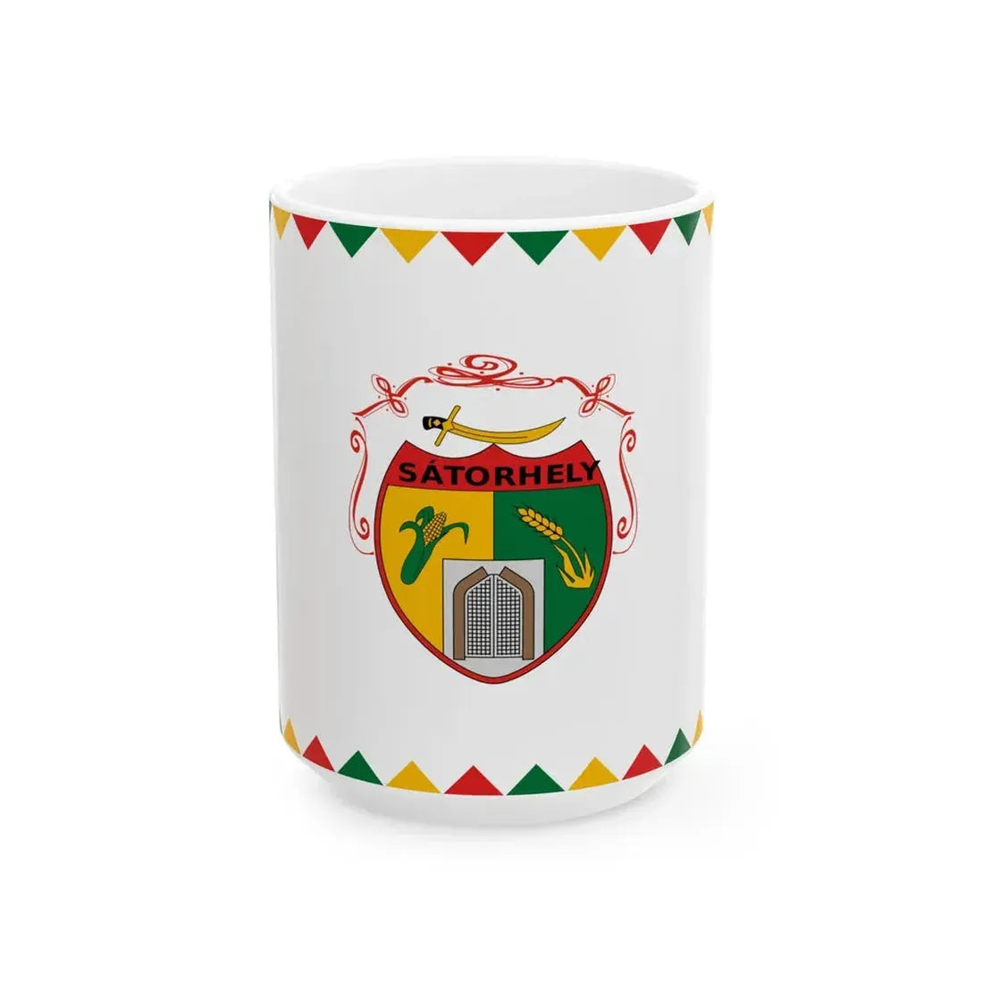 Flag of Satorhely (Hungary) White Coffee Mug 15oz - Go Mug Yourself