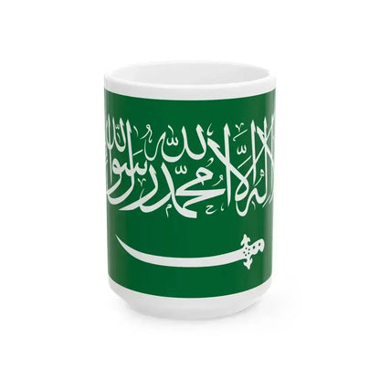 Flag of Saudi Arabia 1938 to 1973 (Saudi Arabia) White Coffee Mug 15oz - Go Mug Yourself
