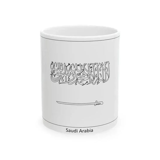 Flag of Saudi Arabia colouring page (Saudi Arabia) White Coffee Mug 11oz - Go Mug Yourself