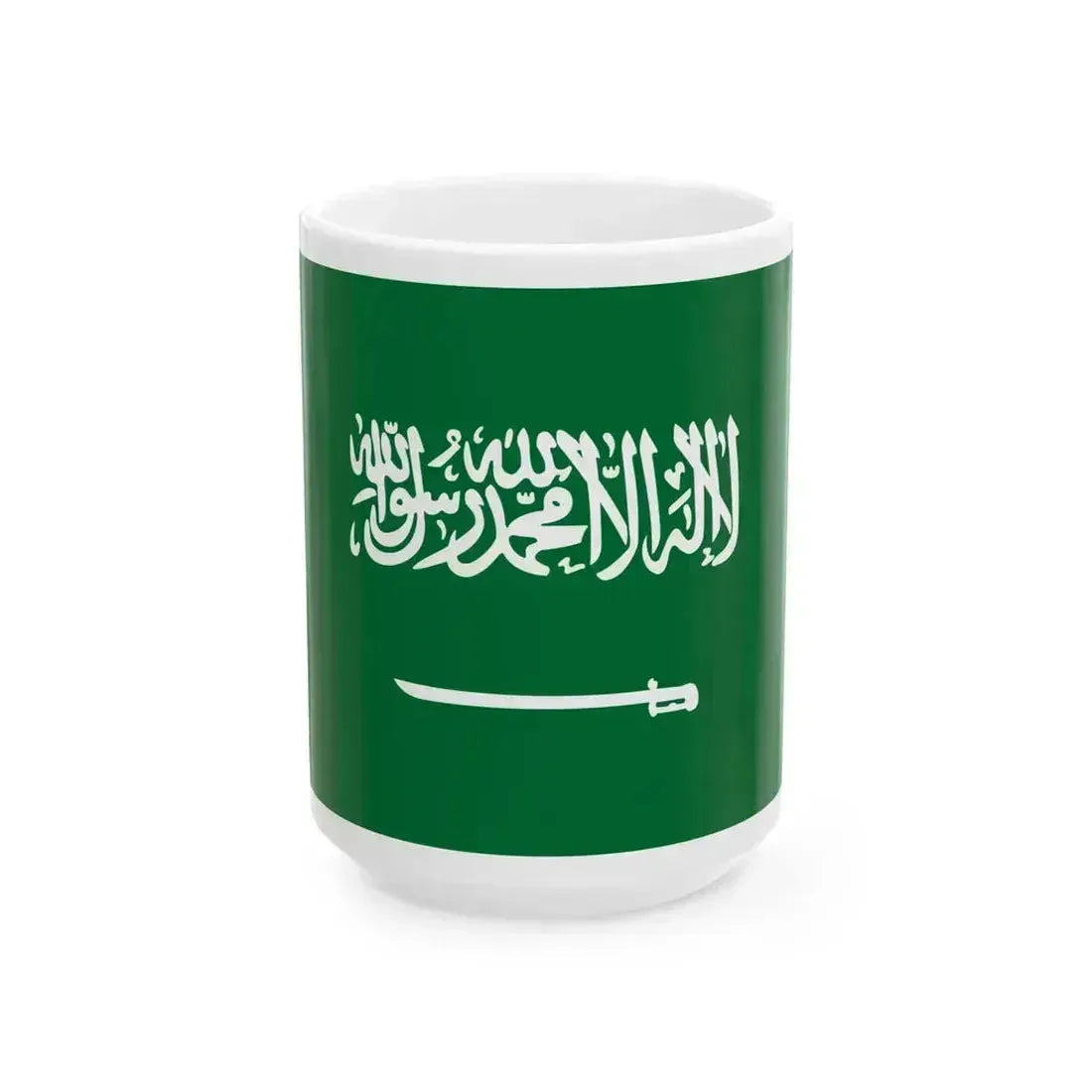 Flag of Saudi Arabia type 3 (Saudi Arabia) White Coffee Mug 15oz - Go Mug Yourself