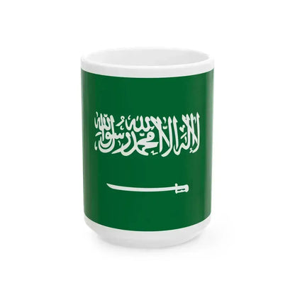 Flag of Saudi Arabia type 3 (Saudi Arabia) White Coffee Mug 15oz - Go Mug Yourself