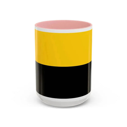Flag of Saxony Anhalt Germany - Accent Coffee Mug 15oz Pink - Go Mug Yourself