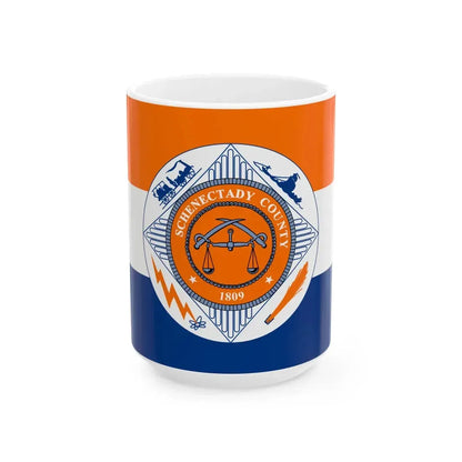 Flag of Schenectady County New York (United States) White Coffee Mug 15oz - Go Mug Yourself