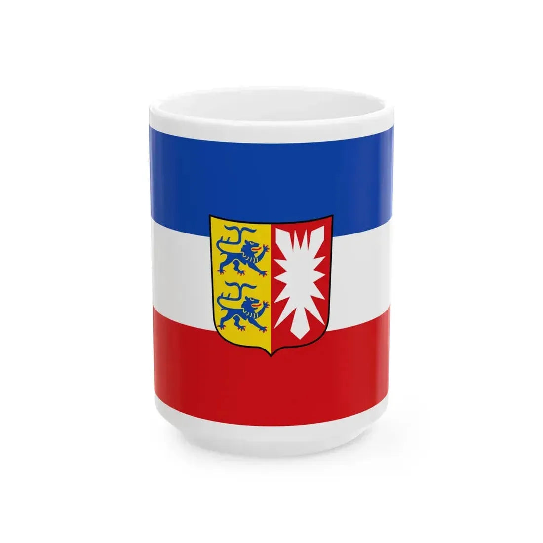 Flag of Schleswig-Holstein state (Germany) White Coffee Mug 15oz - Go Mug Yourself