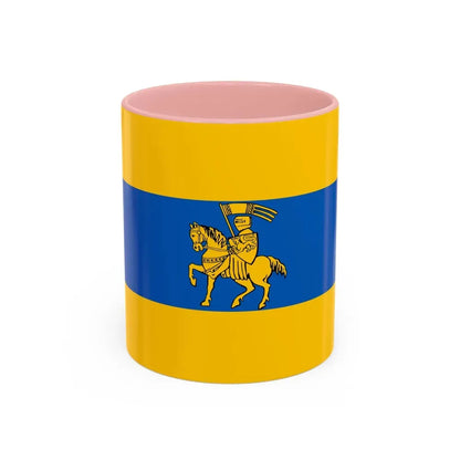 Flag of Schwerin Germany - Accent Coffee Mug 11oz Pink - Go Mug Yourself