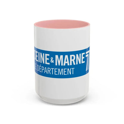 Flag of Seine et Marne France - Accent Coffee Mug 15oz Pink - Go Mug Yourself