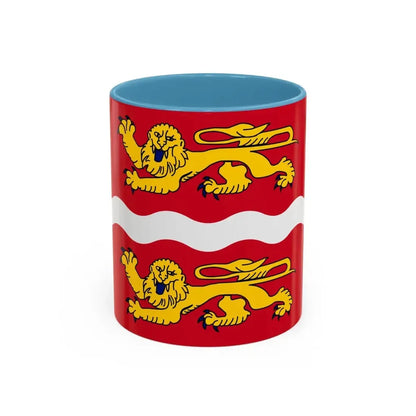 Flag of Seine Maritime France 2 - Accent Coffee Mug 11oz Light Blue - Go Mug Yourself