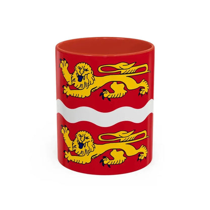 Flag of Seine Maritime France 2 - Accent Coffee Mug 11oz Red - Go Mug Yourself