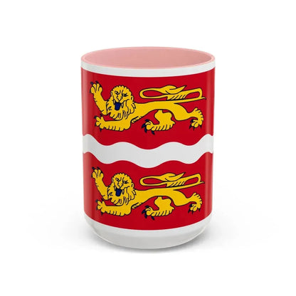Flag of Seine Maritime France 2 - Accent Coffee Mug 15oz Pink - Go Mug Yourself