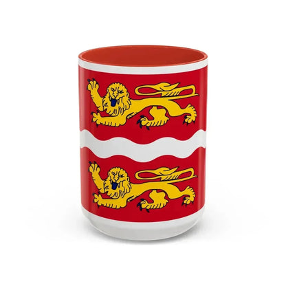 Flag of Seine Maritime France 2 - Accent Coffee Mug 15oz Red - Go Mug Yourself
