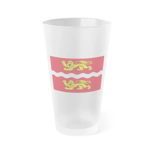 Flag of Seine Maritime France 2 - Frosted Pint Glass 16oz 16oz Frosted - Go Mug Yourself