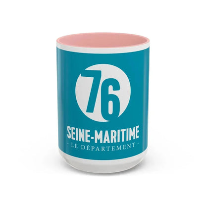 Flag of Seine Maritime France - Accent Coffee Mug 15oz Pink - Go Mug Yourself