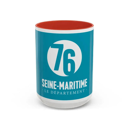 Flag of Seine Maritime France - Accent Coffee Mug 15oz Red - Go Mug Yourself