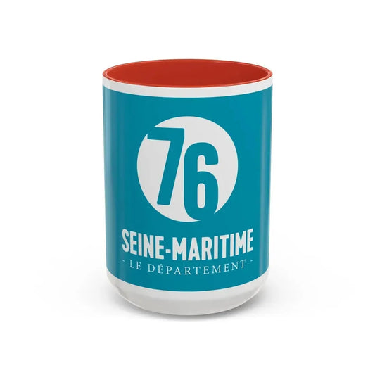 Flag of Seine Maritime France - Accent Coffee Mug 15oz Red - Go Mug Yourself