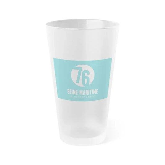 Flag of Seine Maritime France - Frosted Pint Glass 16oz 16oz Frosted - Go Mug Yourself