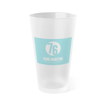 Flag of Seine Maritime France - Frosted Pint Glass 16oz 16oz Frosted - Go Mug Yourself