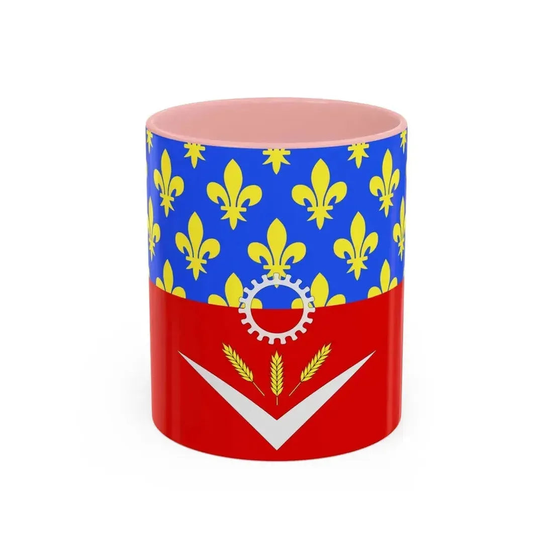 Flag of Seine Saint Denis France - Accent Coffee Mug 11oz Pink - Go Mug Yourself