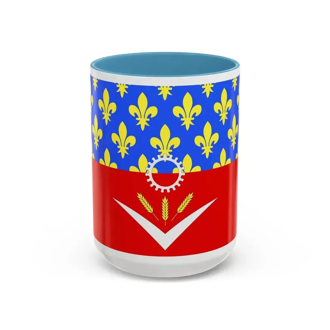 Flag of Seine Saint Denis France - Accent Coffee Mug 15oz Light Blue - Go Mug Yourself