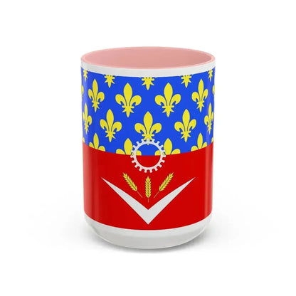 Flag of Seine Saint Denis France - Accent Coffee Mug 15oz Pink - Go Mug Yourself