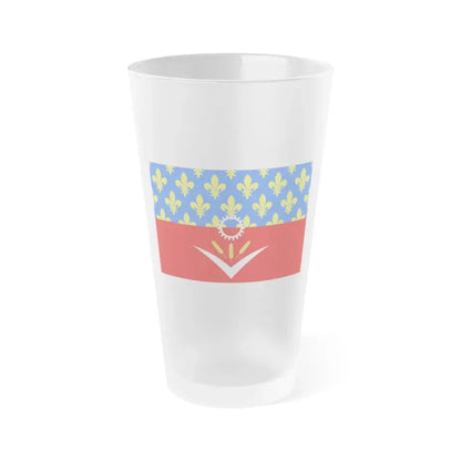 Flag of Seine Saint Denis France - Frosted Pint Glass 16oz 16oz Frosted - Go Mug Yourself