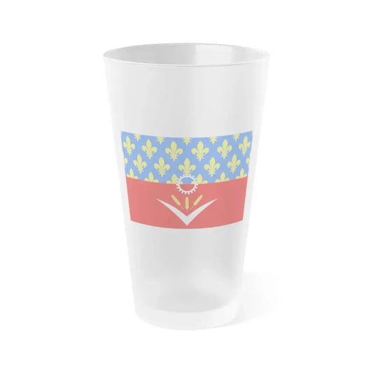 Flag of Seine Saint Denis France - Frosted Pint Glass 16oz 16oz Frosted - Go Mug Yourself