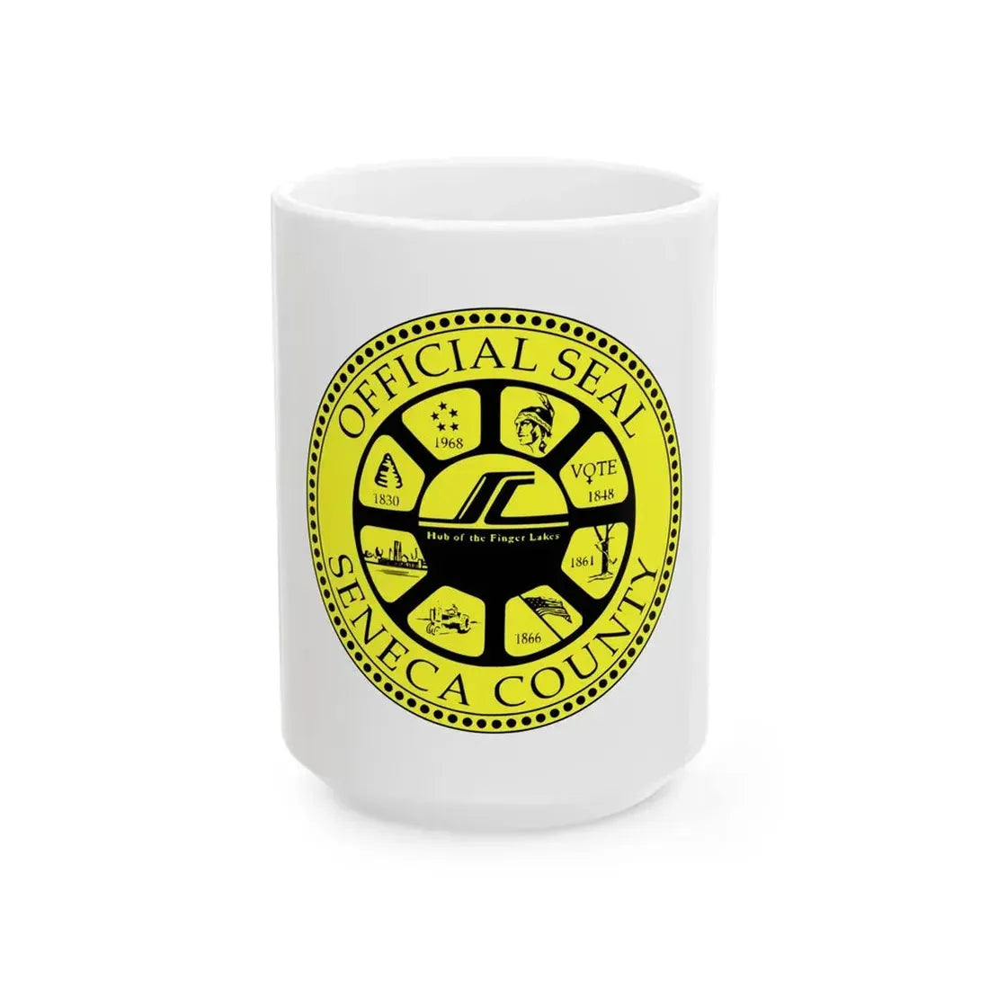 Flag of Seneca County New York (United States) White Coffee Mug 15oz - Go Mug Yourself