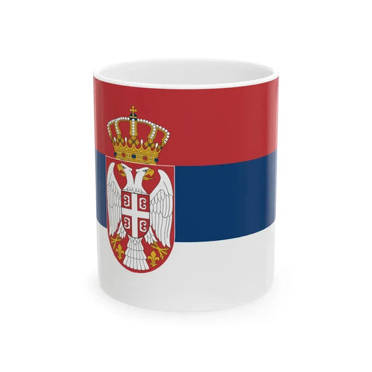 Flag of Serbia 5-3 (Serbia) White Coffee Mug 11oz - Go Mug Yourself