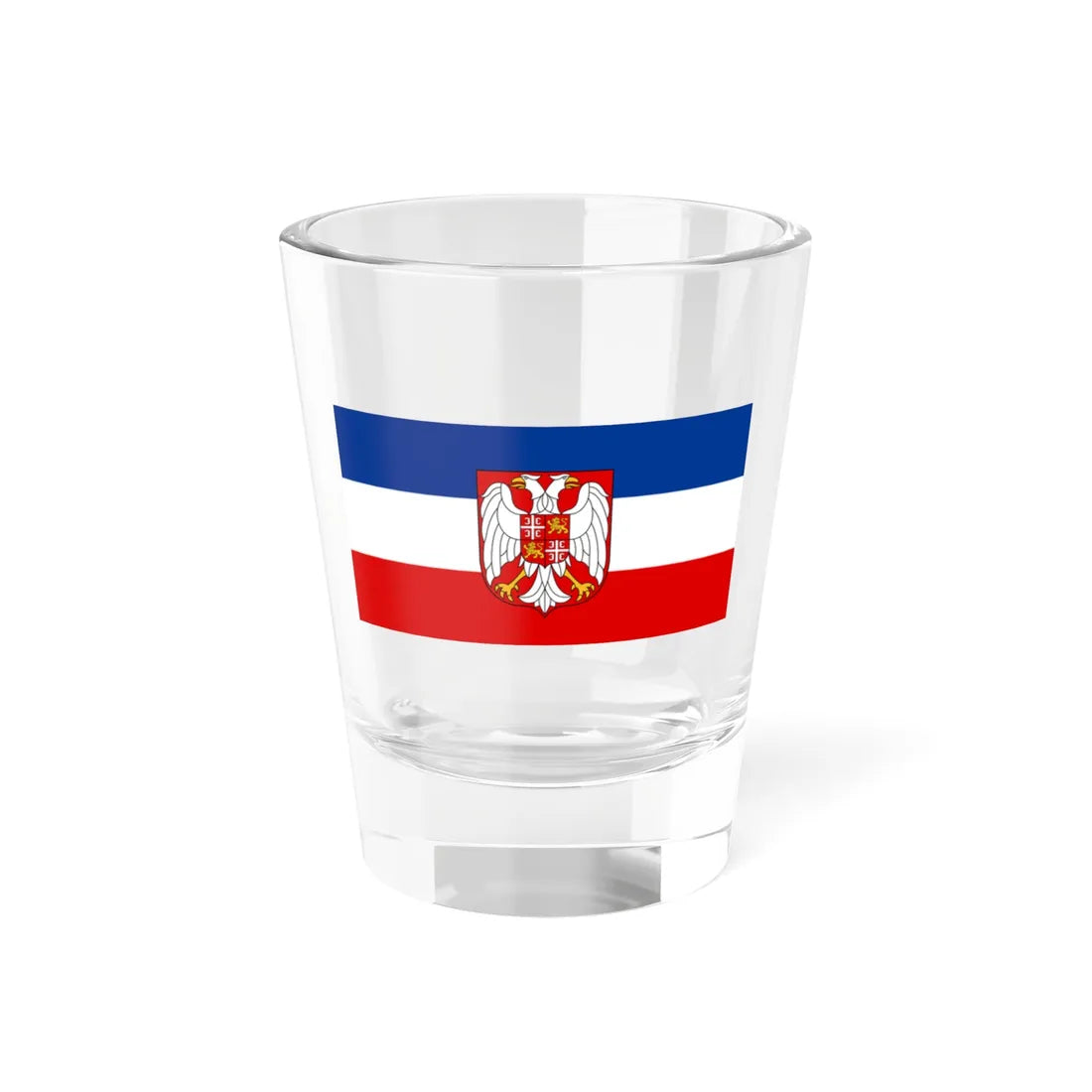 Flag of Serbia and Montenegro with coat of arms (Yugoslavia) Shot Glass 1.5oz 1.5oz - Go Mug Yourself