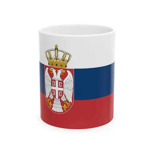 Flag of Serbia Color Varient (Serbia) White Coffee Mug 11oz - Go Mug Yourself