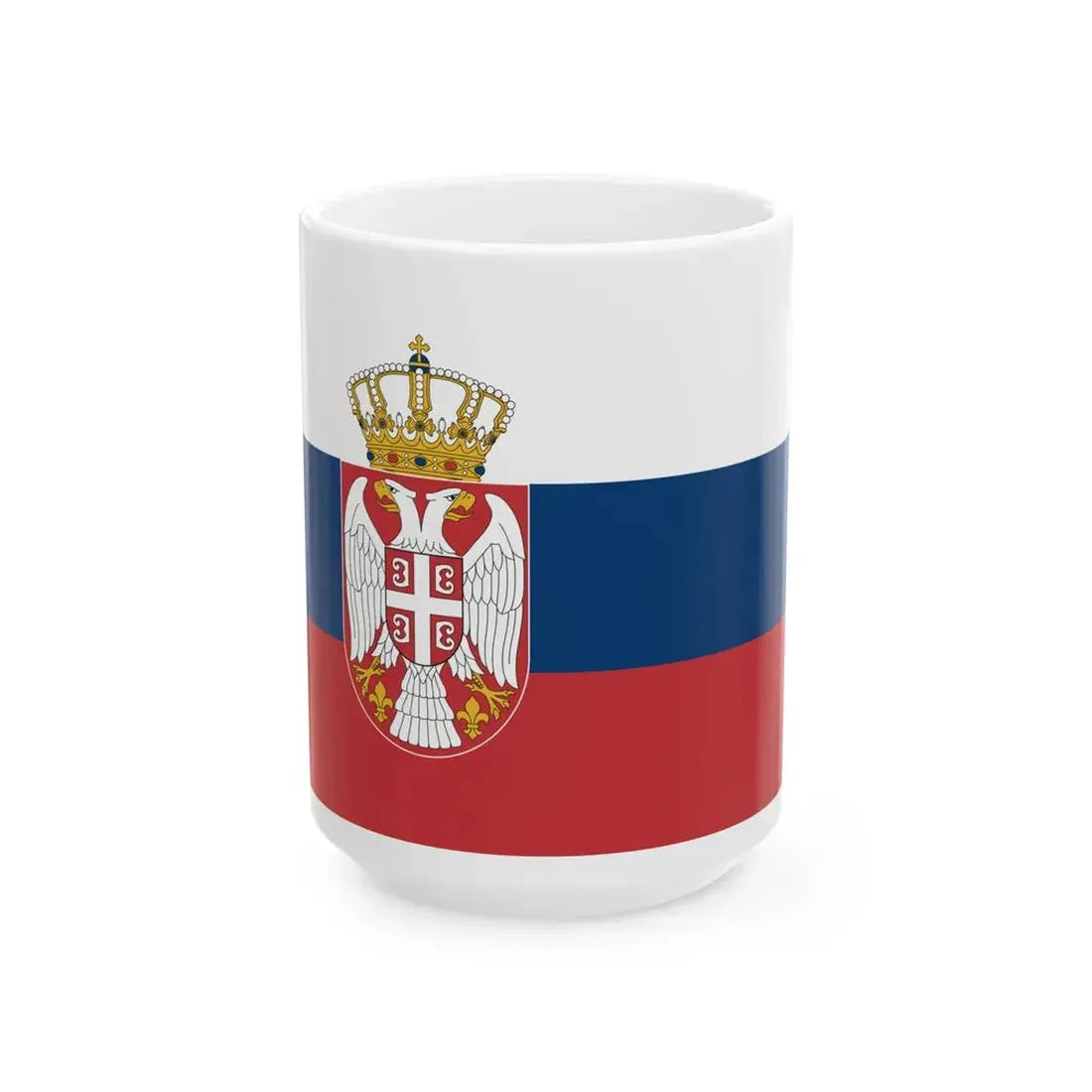 Flag of Serbia Color Varient (Serbia) White Coffee Mug 15oz - Go Mug Yourself