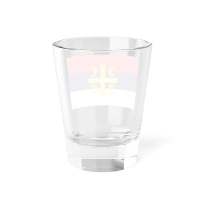 Flag of Serbia cross 3-2 (Serbia) Shot Glass 1.5oz - Go Mug Yourself