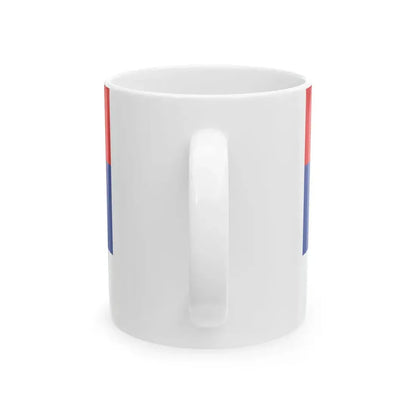 Flag of Serbia cross 3-2 (Serbia) White Coffee Mug - Go Mug Yourself