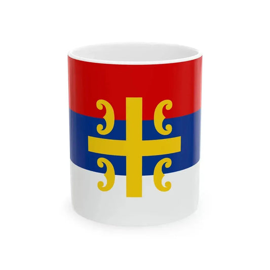 Flag of Serbia cross (Serbia) White Coffee Mug 11oz - Go Mug Yourself