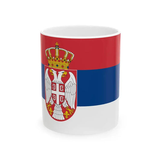 Flag of Serbia reduced size (Serbia) White Coffee Mug 11oz - Go Mug Yourself