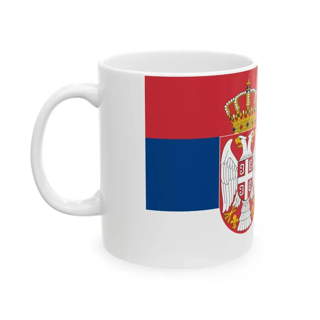 Flag of Serbia reduced size (Serbia) White Coffee Mug - Go Mug Yourself