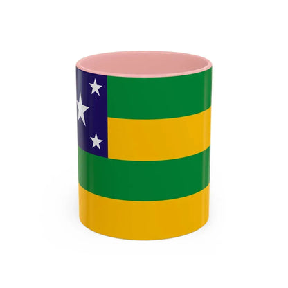 Flag of Sergipe Brazil - Accent Coffee Mug 11oz Pink - Go Mug Yourself