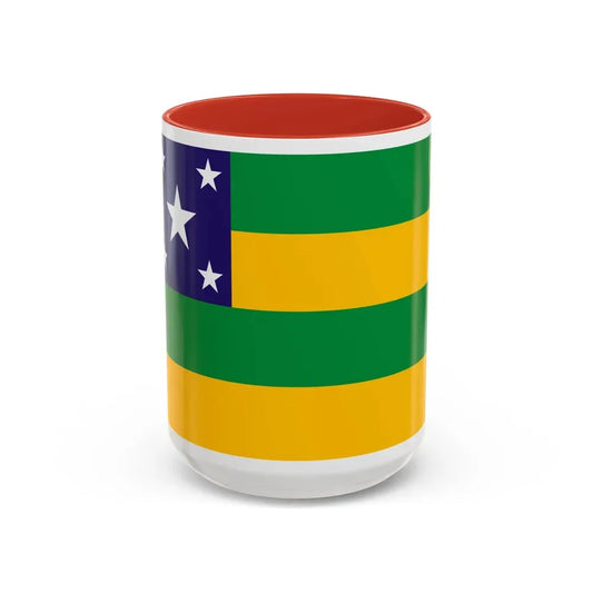 Flag of Sergipe Brazil - Accent Coffee Mug 15oz Red - Go Mug Yourself