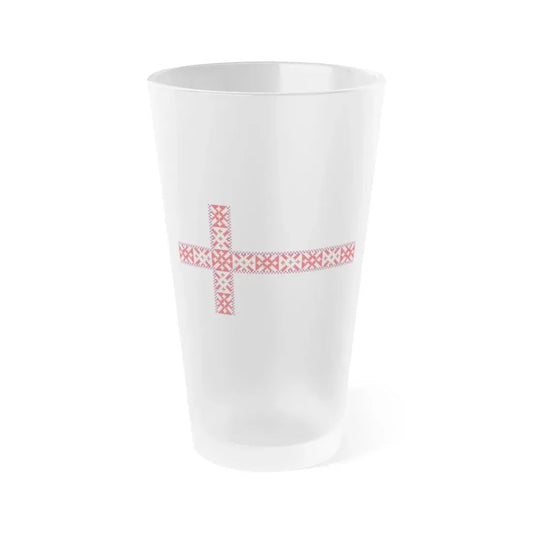 Flag of Setos Estonia - Frosted Pint Glass 16oz 16oz Frosted - Go Mug Yourself