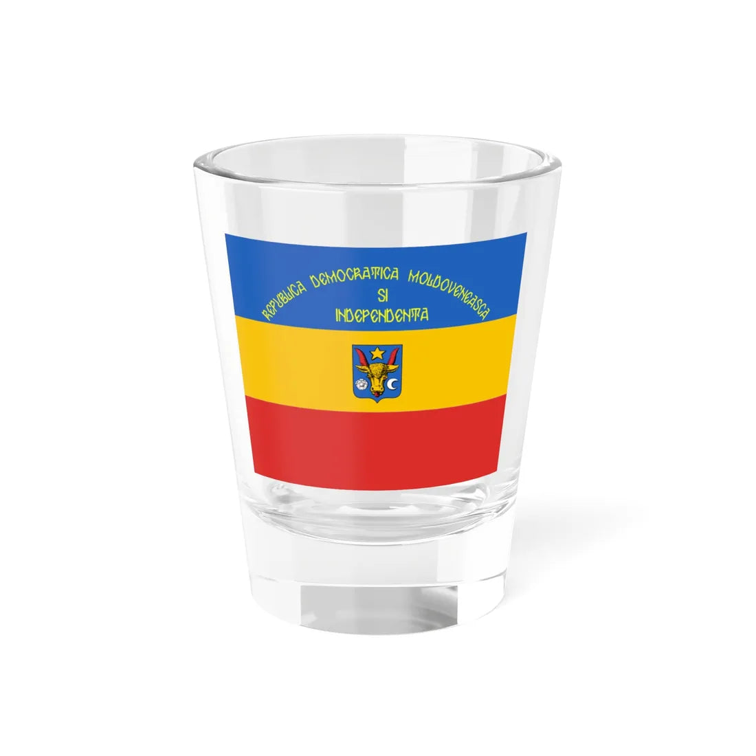 Flag of Sfatul Tarii reverse 1918 (Moldova) Shot Glass 1.5oz 1.5oz - Go Mug Yourself